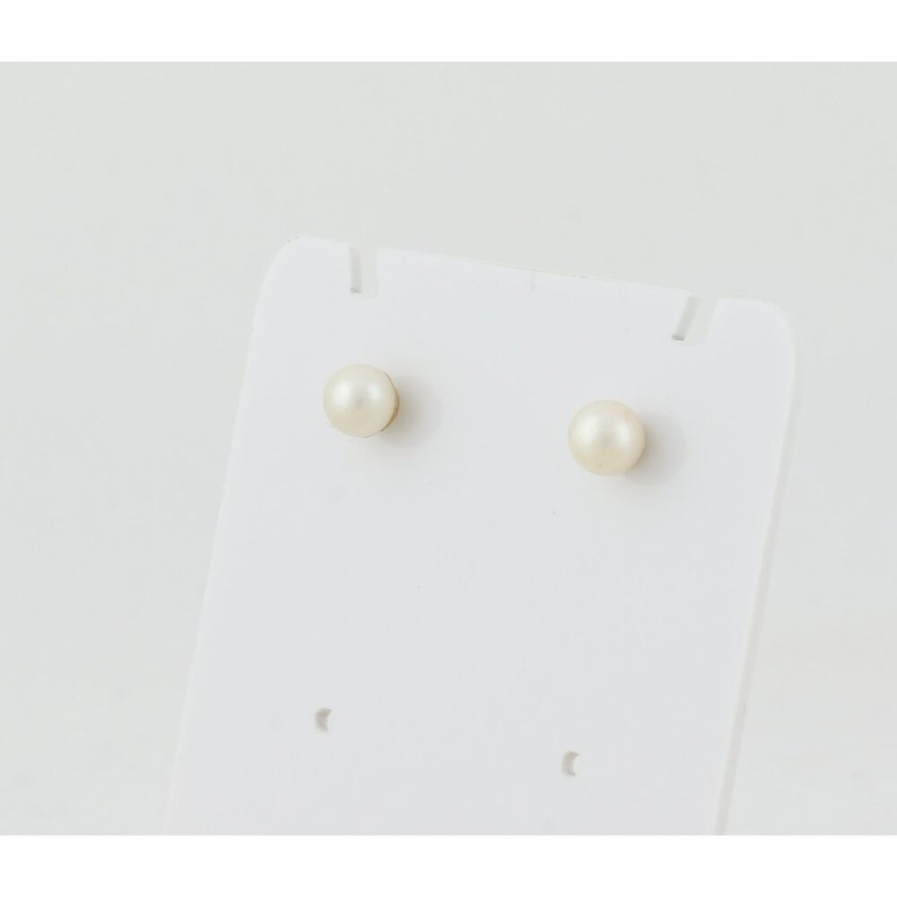 14k Yellow Gold 5mm Freshwater Pearl Earrings Stud Post Small 1/4" - Picture 5 of 9